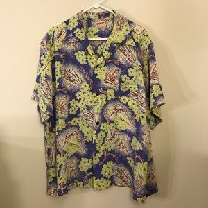 Sun Surf Toyo Men's Hawaiian Green and Purple Shirt XL